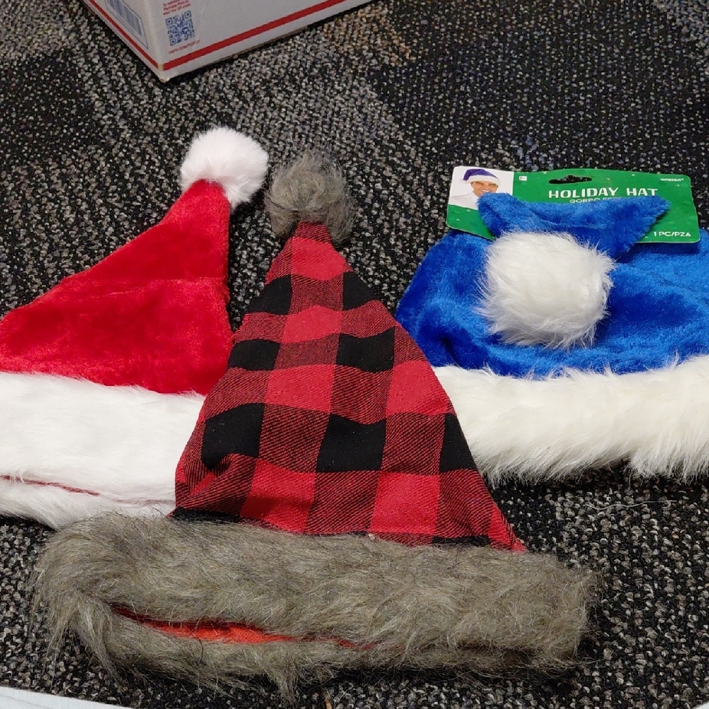 Festive Kids Holiday Hat Set - Red, Blue, and Red And Black